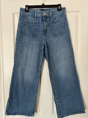 J. Crew mid wash Blue Wide-Leg Crop Jeans size 28